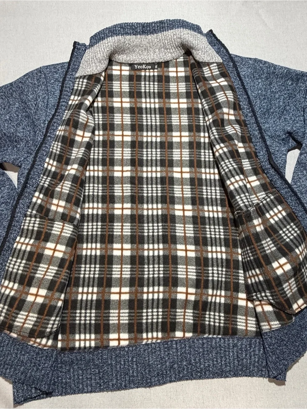 Yeokou cashmere wool blend full zip cardigan